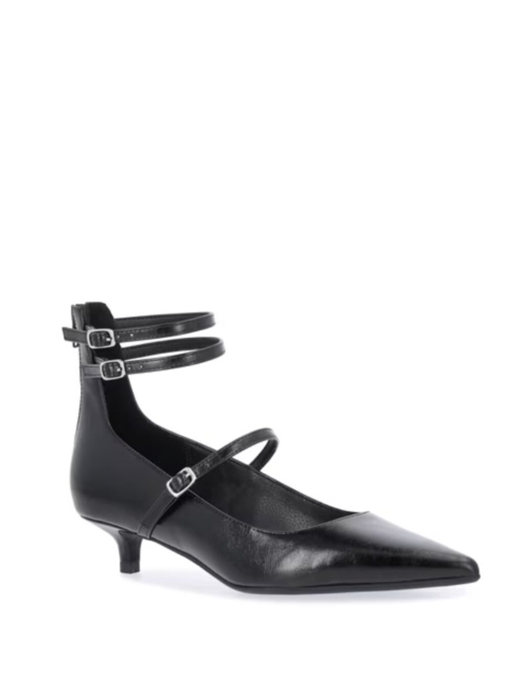 Scoop Women's Faux Leather Pointed Toe Strappy Kitten Heel Shoes